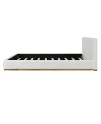 Streamdale Elegant White Upholstered King Bed with Solid Wood Frame