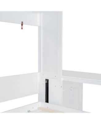  Queen Murphy Bed with Desk & Storage - White