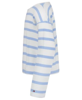 Girls' 7-16 Waffle Stripe Round Neck T-Shirt