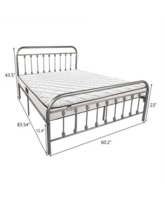 Queen Metal Bed Frame with Vintage Headboard