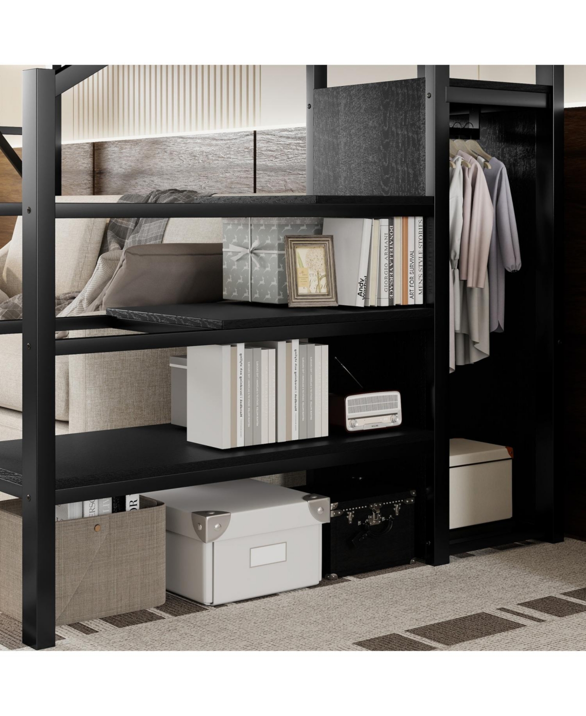 Streamdale Furniture Streamdale Twin Xl Loft Bed with Stairs & Storage Shelves