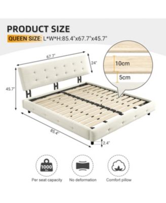 Streamdale Queen Size Bed Frame with Tufted Headboard and Cloud Pillow Design