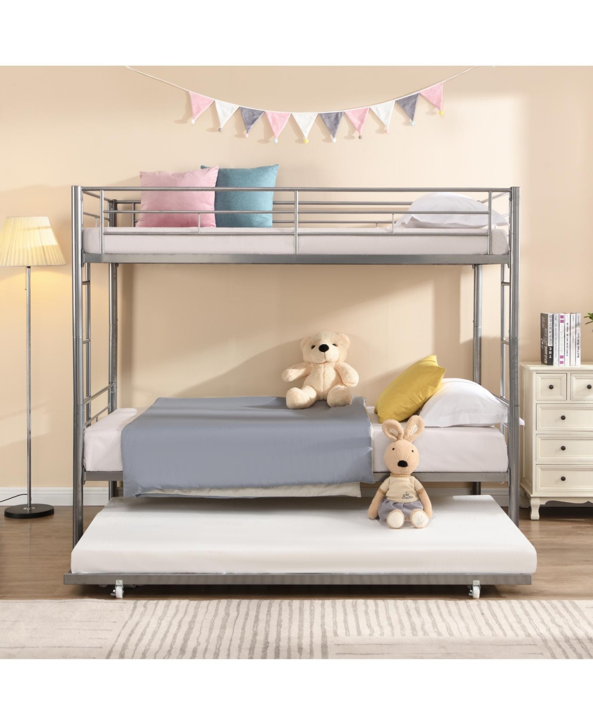 Streamdale Furniture Metal Bunk Bed with trundle