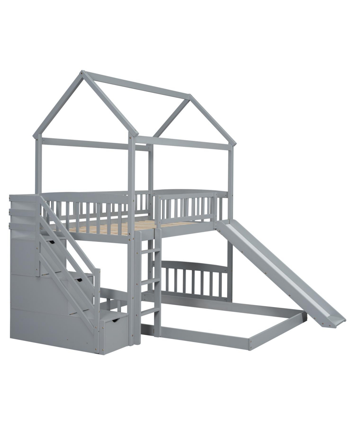 Streamdale Furniture Streamdale Twin Bunk Bed with Drawers, Slide, White