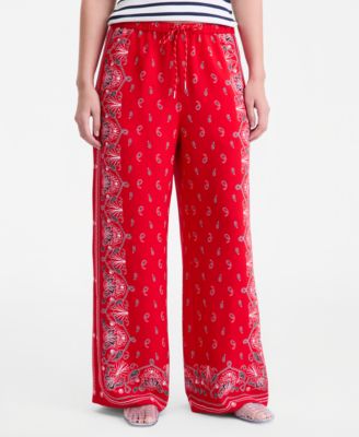 Women's Bandana-Print Wide-Leg Pull-On Pants