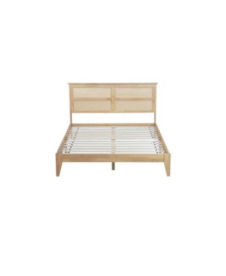 Queen Rattan Headboard Wooden Bed