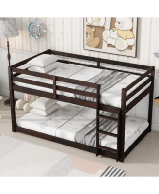  Twin Over Twin Loft Bed with Wood Platform, Espresso