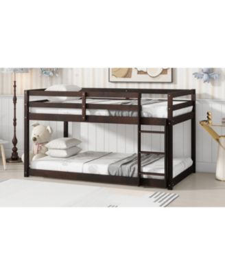  Twin Over Twin Loft Bed with Wood Platform, Espresso
