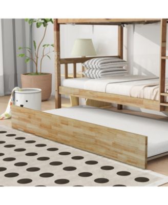 Twin Wood Bunk Bed with Trundle and Convertible Beds