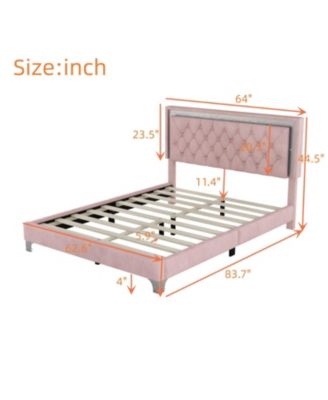  Queen Upholstered Bed Frame with LED Lights
