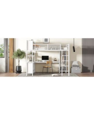 Queen Loft Bed with Desk & Wardrobe