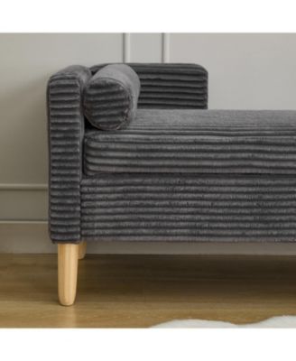 Corduroy Storage Bench with Armrests & Pillows