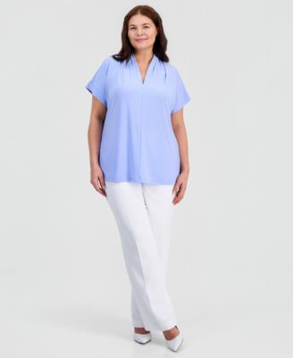 Plus Size Short-Sleeve V-Neck Knit Top