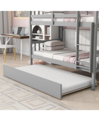 Convertible Twin Bunk Bed with Trundle, Grey