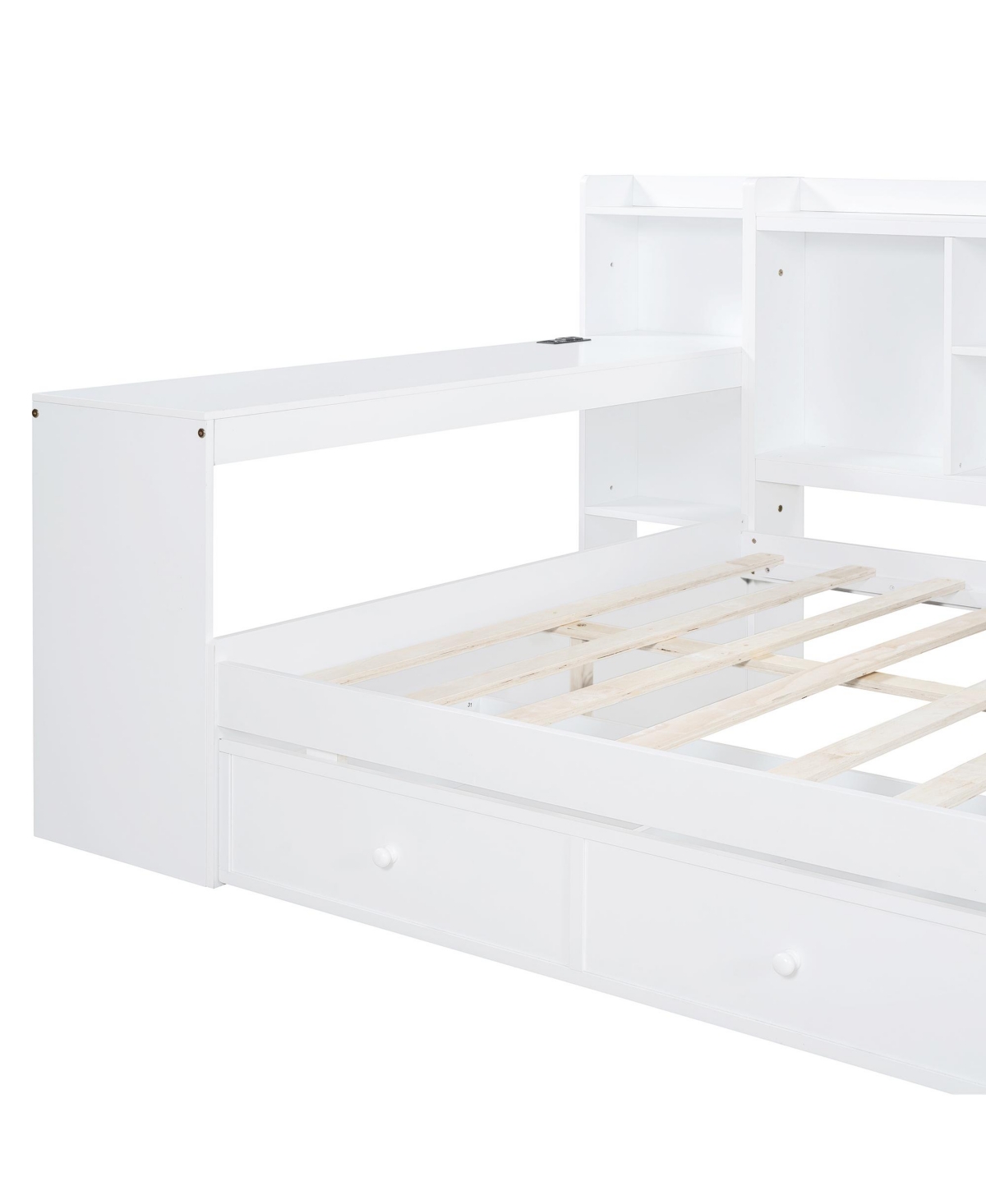 Streamdale Furniture Full Size Wooden Daybed With 3 Drawers, Usb Ports and desk