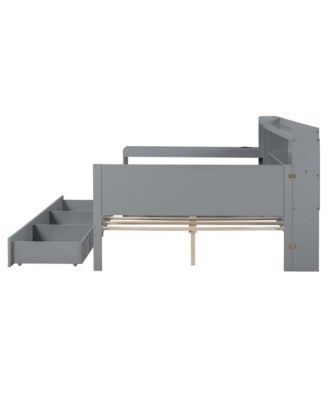 Full Size Wooden Daybed With 3 Drawers, USB Ports and desk.