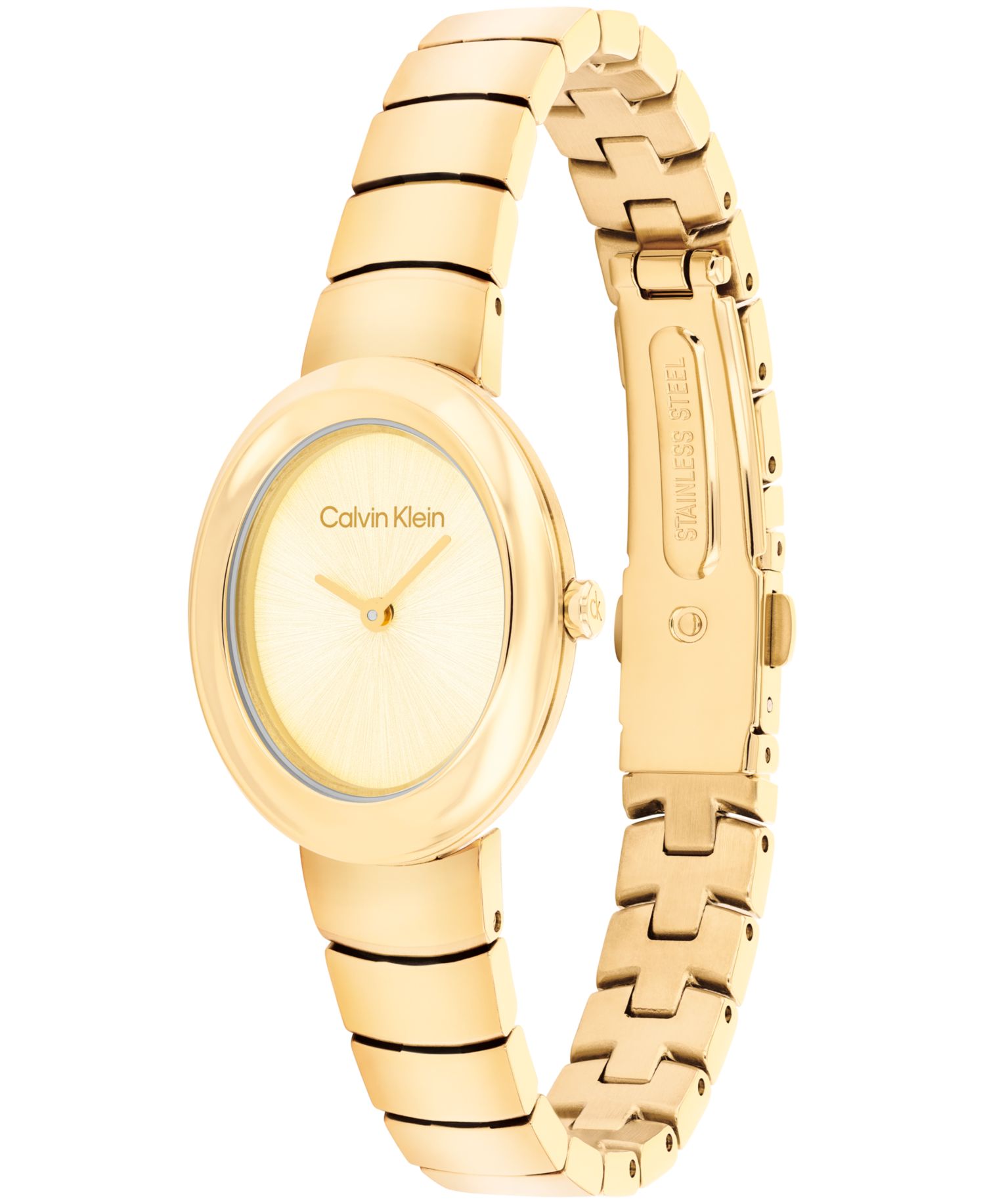 Women's Twisted Bezel Gold Tone Stainless Steel Bracelet Watch, 24mm