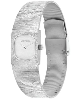 Women's Sophisticated Square Silver Tone Stainless Steel Bracelet Watch, 20mm