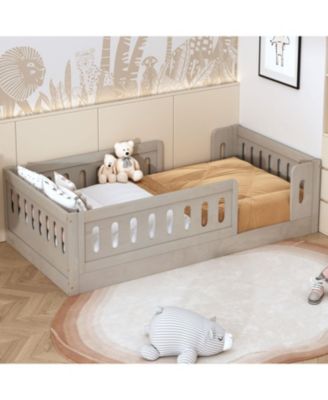 Twin Platform Bed with Guardrail (Natural)