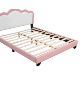 Full size Upholstered Princess Bed With Crown Headboard,Full Size Platform Bed with Headboard and Footboard