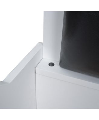  Wood Twin Size Race Car-Shaped Platform Bed with LED and Upholstered Backrest