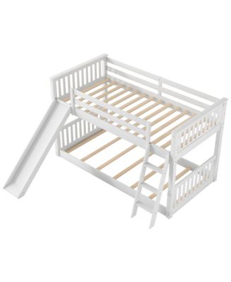 Twin over Twin Wood Convertible Slide and Ladder Bunk Bed