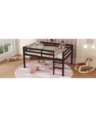 Full Rubber Wood Loft Bed with Ladder