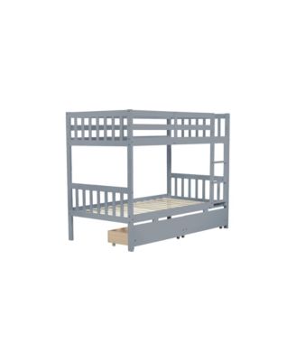  Twin Bunk Bed with 2 Drawers and Convertible Beds