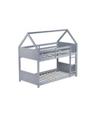 Twin-over-Twin Bunk Bed with Headboards, Guardrails, Ladder