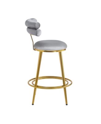  Modern Dark Gray Velvet Counter Stools (Set of 2