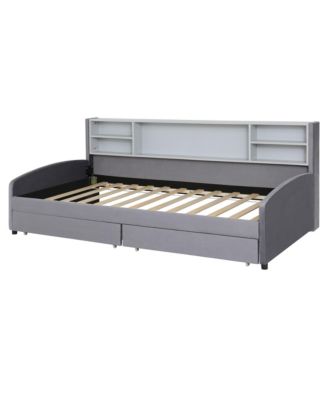 Twin size Upholstered Platform Bed with Storage and Drawers