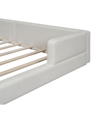 Queen Size Upholstered Platform Bed with 2 Reading Lights