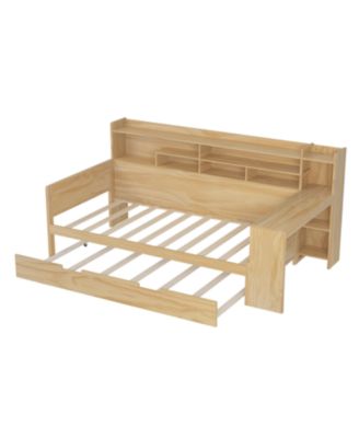 Wooden Twin Daybed with Storage, Trundle, and Desk