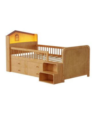  House Loft Bed with LED Lights and Storage