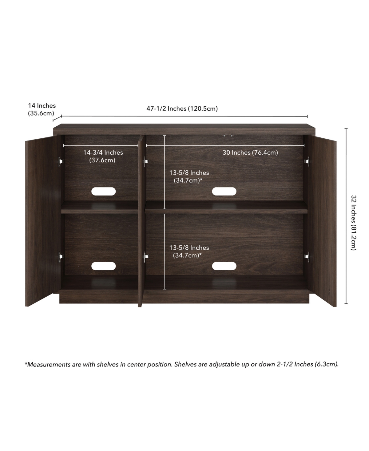Hudson & Canal Alston 48" Wide Rectangular Fluted Buffet Table