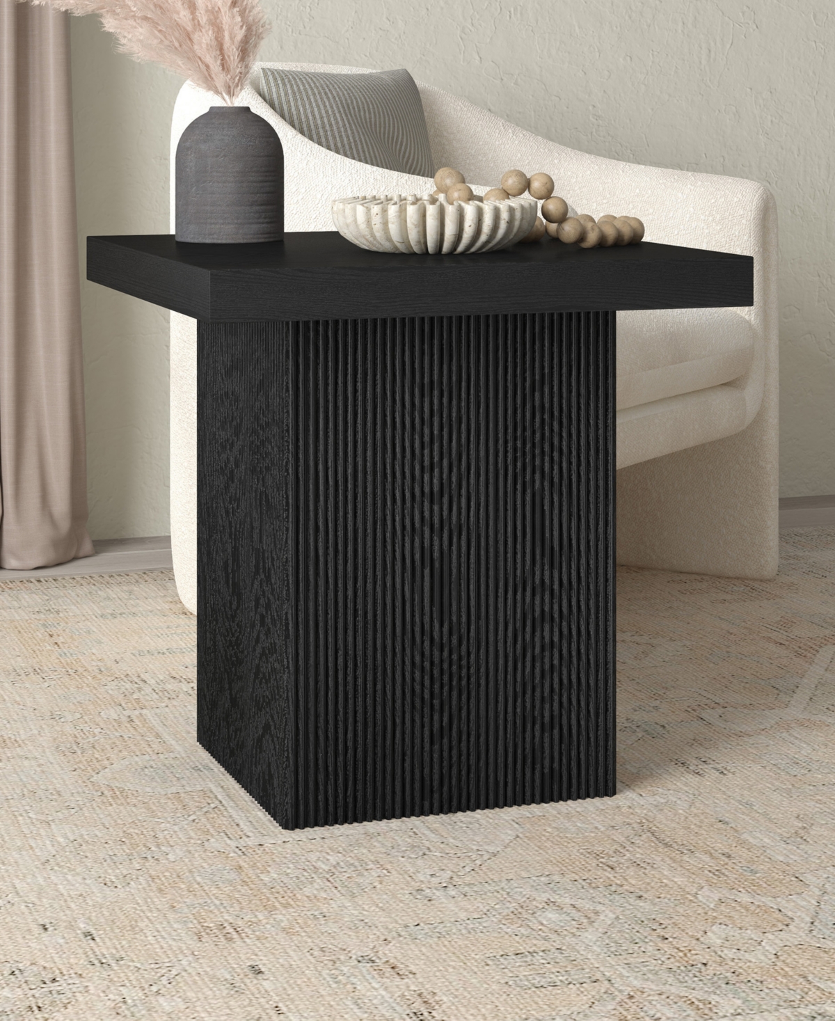 Hudson & Canal Torren 22" Wide Square Fluted Side Table