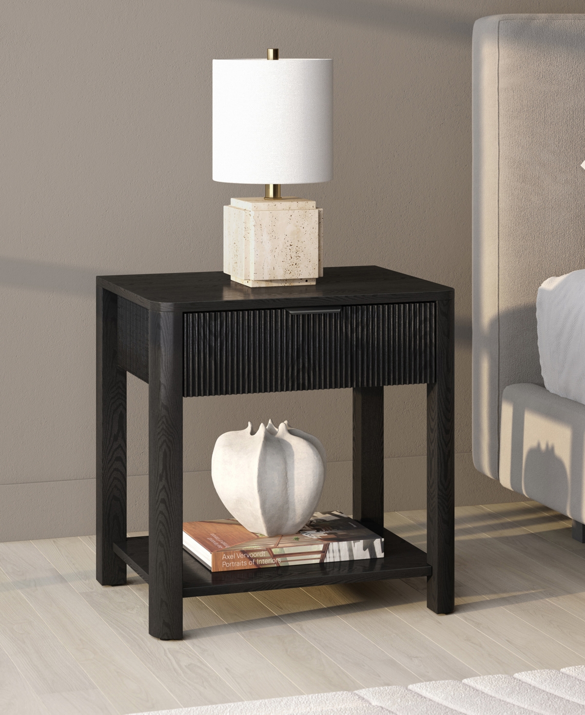 Hudson & Canal Pomona 24" Wide Rectangular Fluted Nightstand