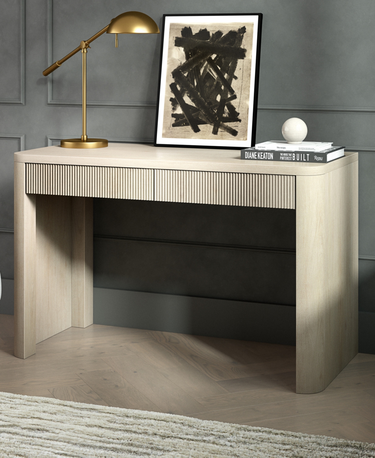 Hudson & Canal Palmera 47.5" Wide Rectangular Fluted Desk