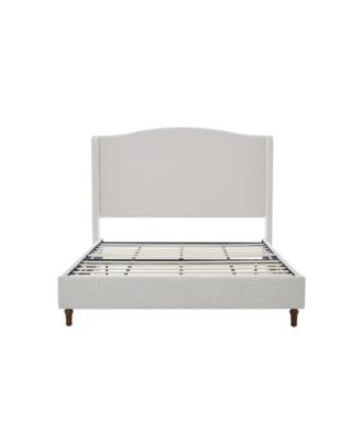 Hannah King Upholstered Wingback Bed with 54" Headboard, Ivory Chenille Look