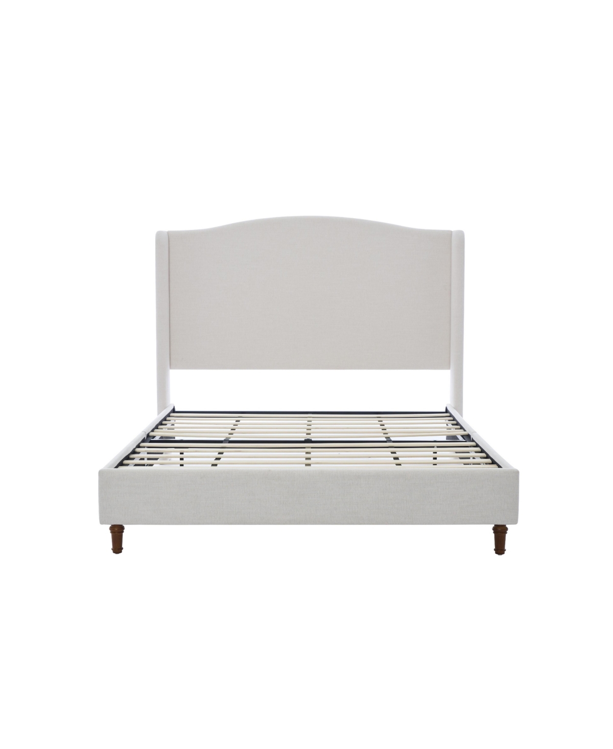 Streamdale Furniture Hannah King Upholstered Wingback Bed with 54" Headboard, Ivory Chenille Look