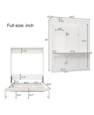 Full Size Murphy Bed,61.5-inch Cabinet Bed Folding Wall Bed with Desk Combo Perfect for Guest Room, Study, Office