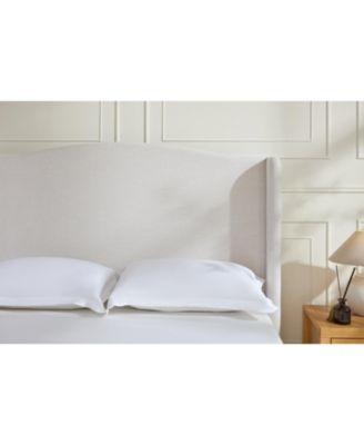 Hannah Queen Wingback Bed, Ivory Textured Chenille, Tall 54" Headboard, No Box Spring Required