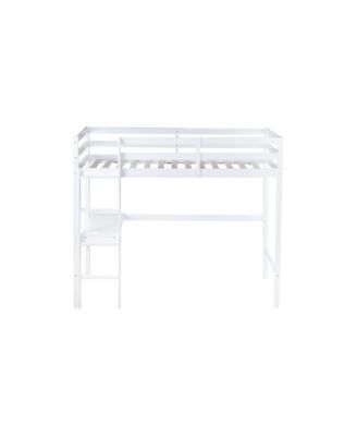 Streamdale Twin High Loft Bed, Rubber Wood Loft Bed with Safety Guardrail, built-in desk, ladder