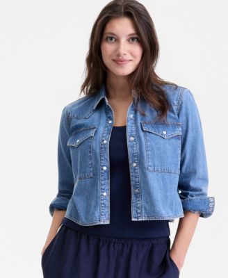 Women's Cropped Denim Western Shirt