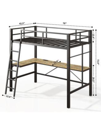 Twin Loft Bed with Desk and Charging Station, Black