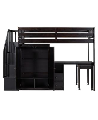  Twin Loft Bed with Stairs & Storage