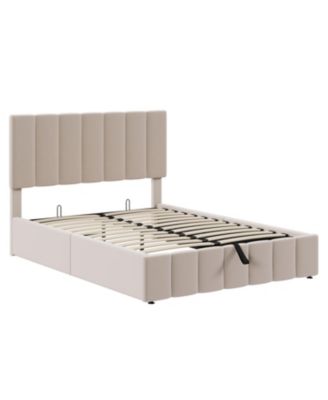 Full size Upholstered Platform bed with a Hydraulic Storage System