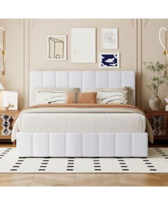 Upholstered Platform bed with a Hydraulic Storage System