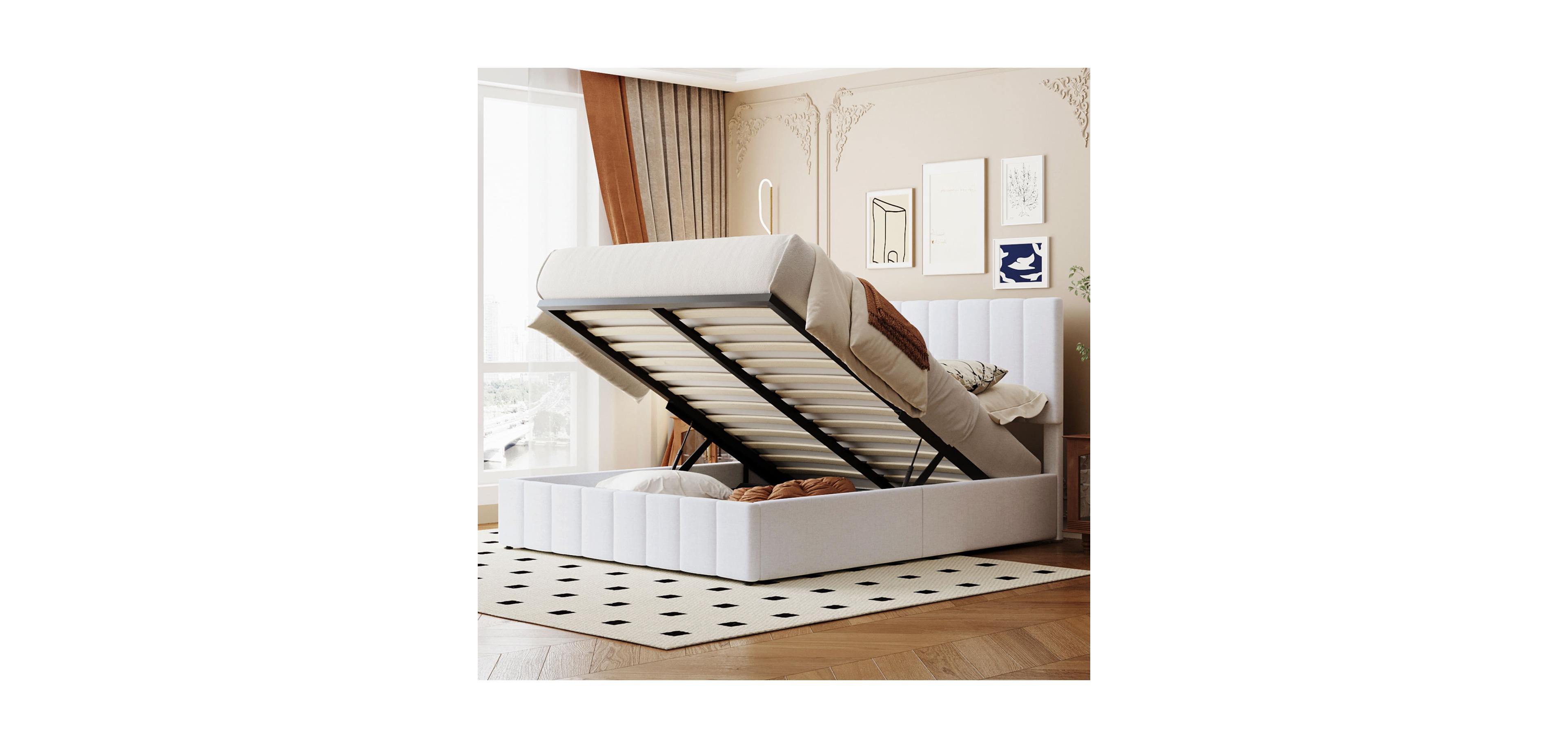 Streamdale Furniture Upholstered Platform bed with a Hydraulic Storage System