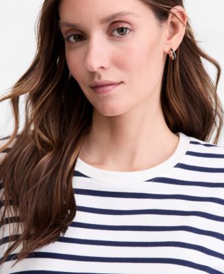 Women's Striped Bubble-Hem T-Shirt